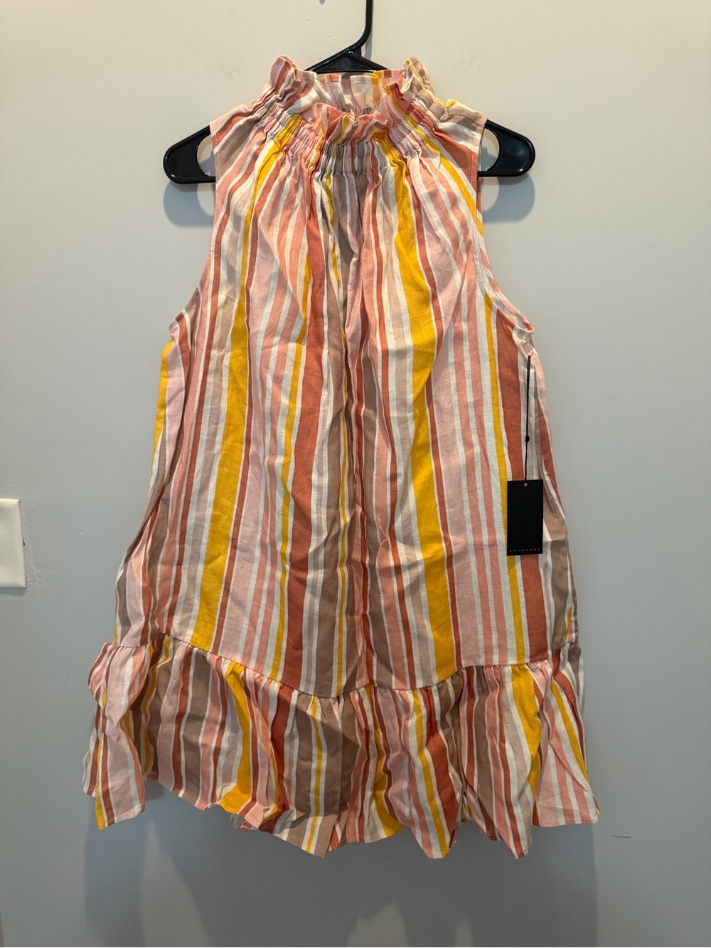 EPHEMERA 100% Linen Garland Striped High Neck Mini Dress Size Medium - Picture 3 of 9